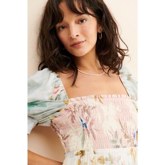 Yumi Kim Zofia Maxi Dress XS Pastel Floral Harmony Print Puff Sleeve Look - Picture 4 of 16